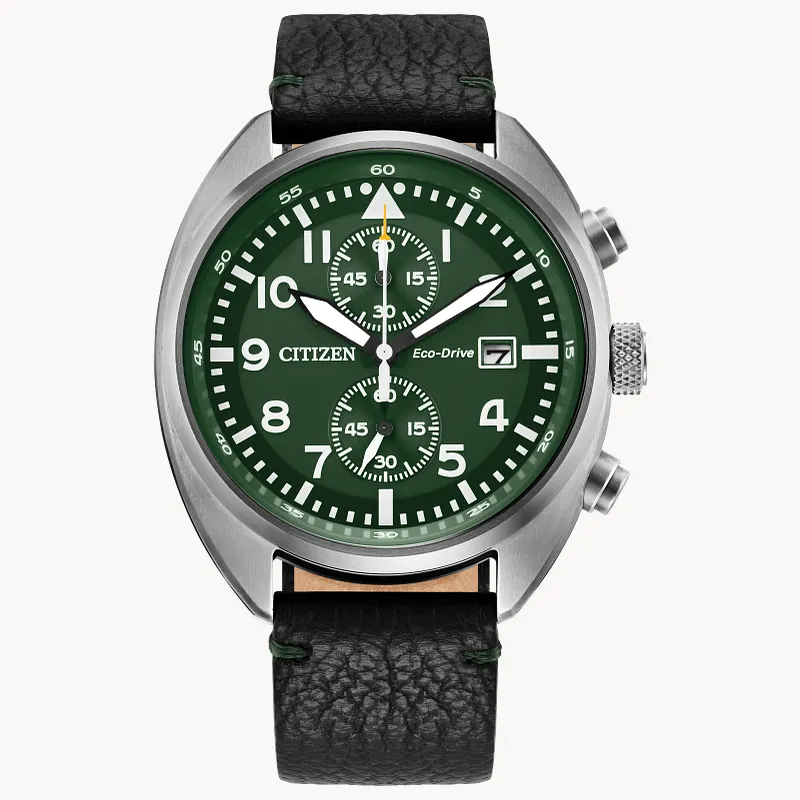 Sport Casual Green Dial Leather Strap CA7041-07X | CITIZEN Sport Casual Green Dial Leather Strap CA7041-07X | CITIZEN